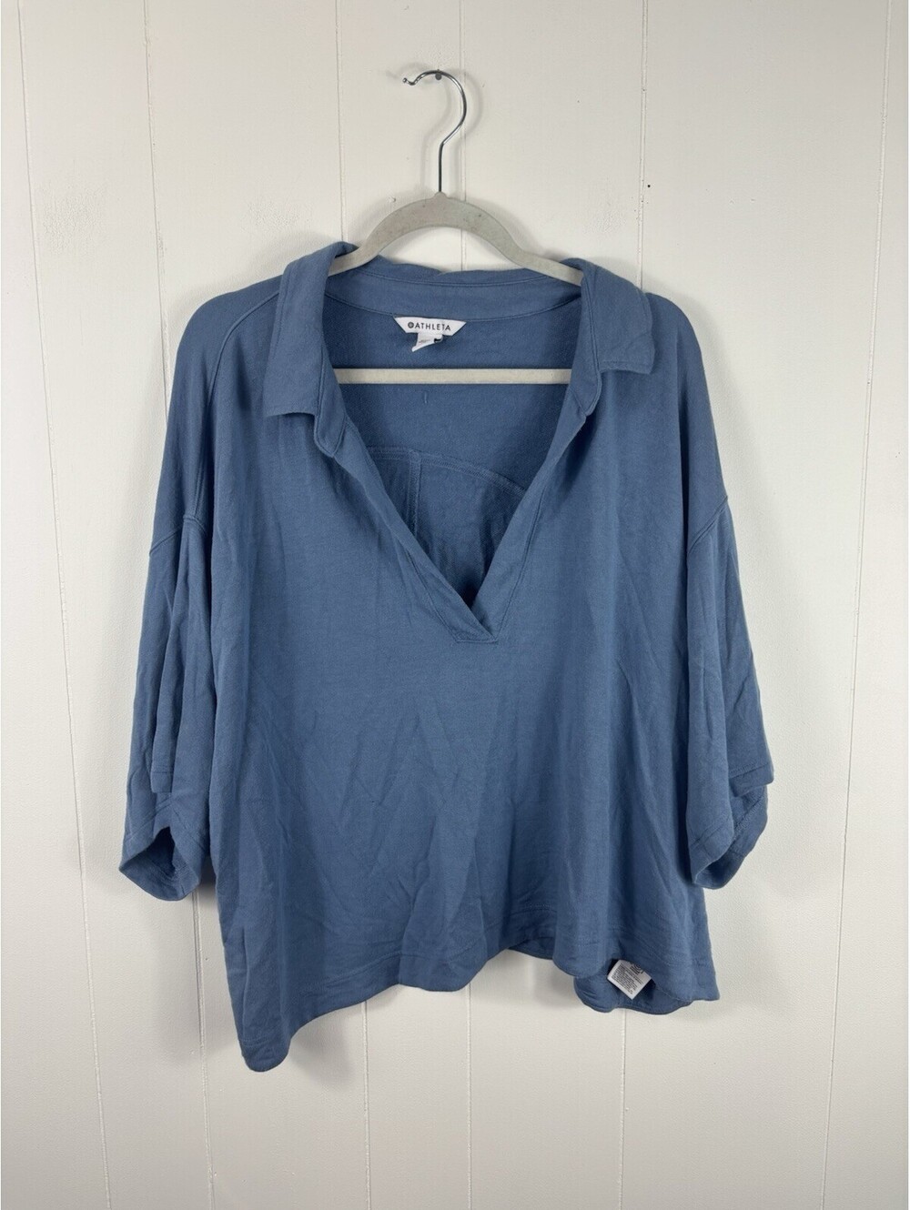 ATHLETA Westwood Sweatshirt T Shirt Blue Polo Tee Top Shirt Oversized Women XL